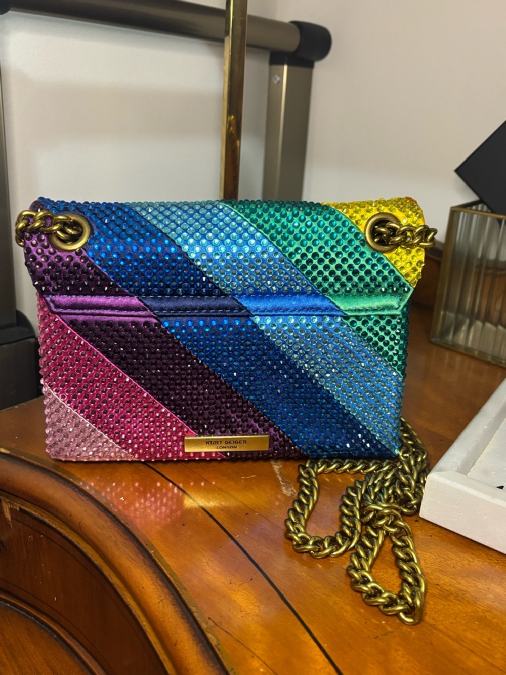 Kurt Geiger Multicolor Crystal-Striped Crossbody Bag - Picture 5 of 11